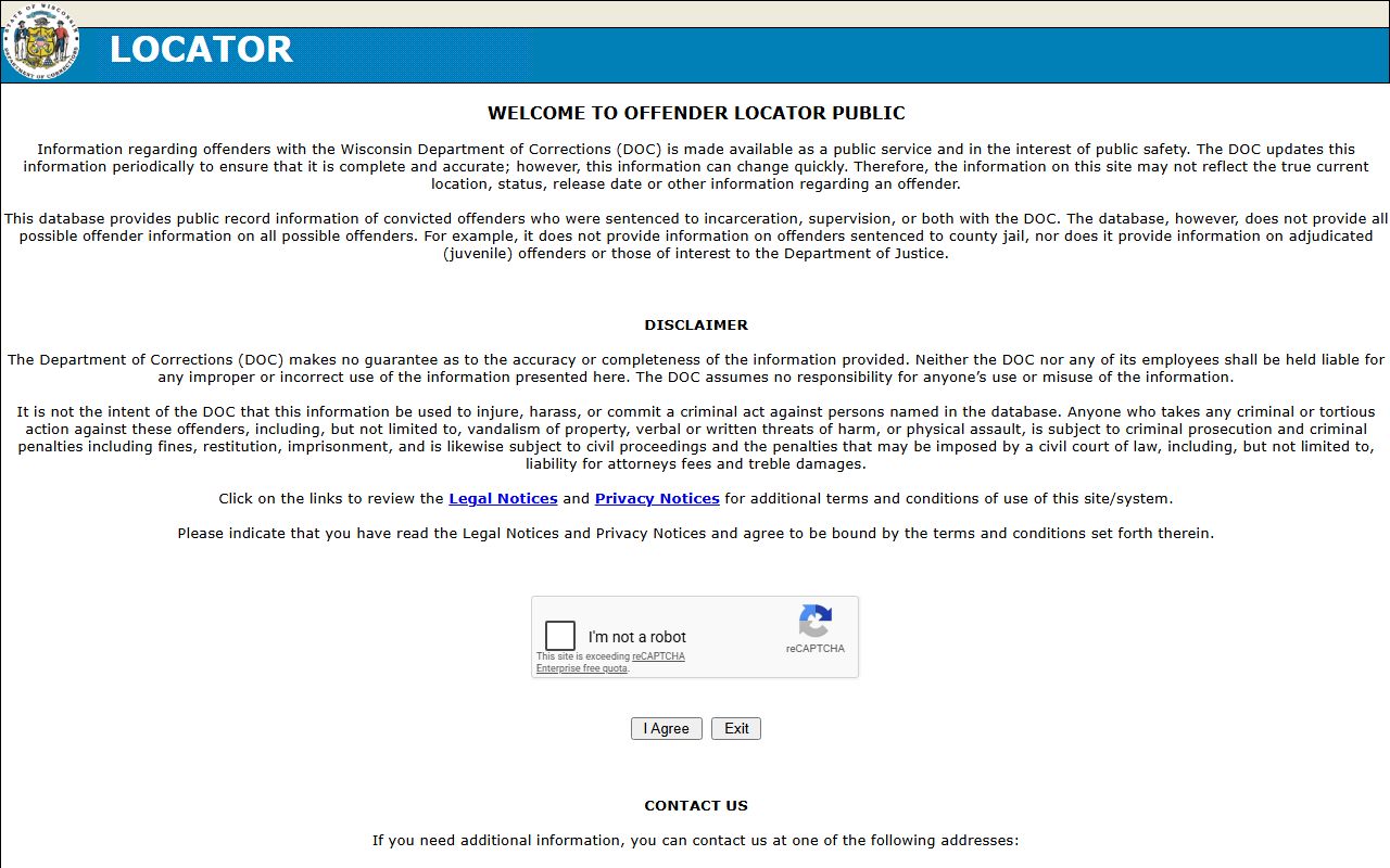 Wisconsin DOC locator for Racine Correctional Institution inmate lookup